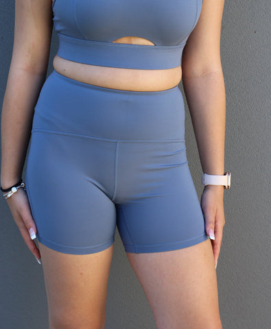 Ladies blue workout shorts