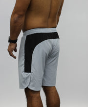Light Grey men's gym shorts, 7" length, with zip pockets.