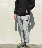 Grey unisex track pants, with pockets