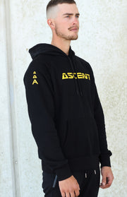 Black hoodie yellow logo unisex