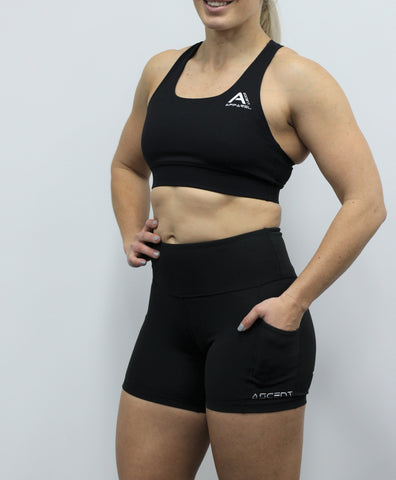 Ladies black shorts with pockets
