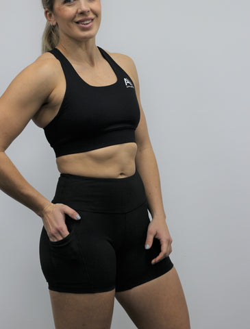 Ladies black shorts with pockets