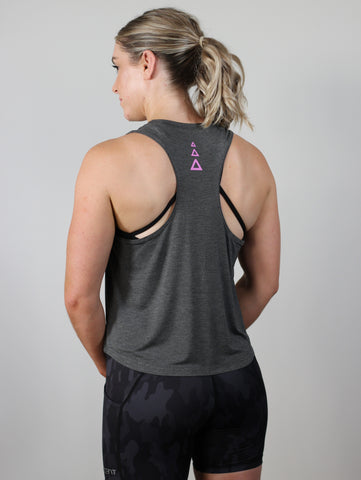 Ladies gym Racer back tank top, bamboo fabric.